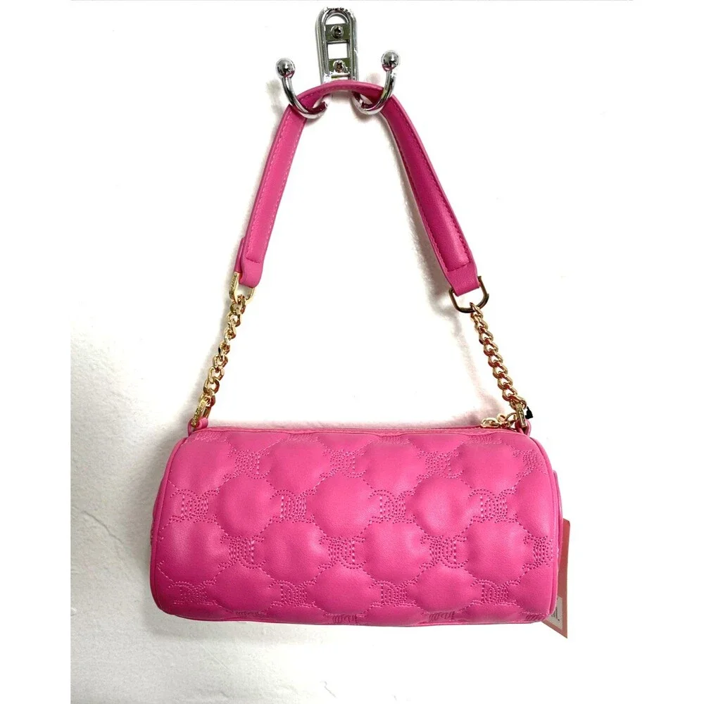 Juicy Couture Bag Pink Rhinestone Logo Barrel Shoulder Bag Handbag Purse